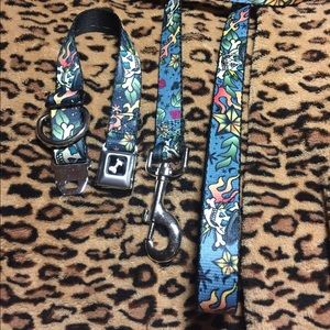 Seat belt dog collar and leash